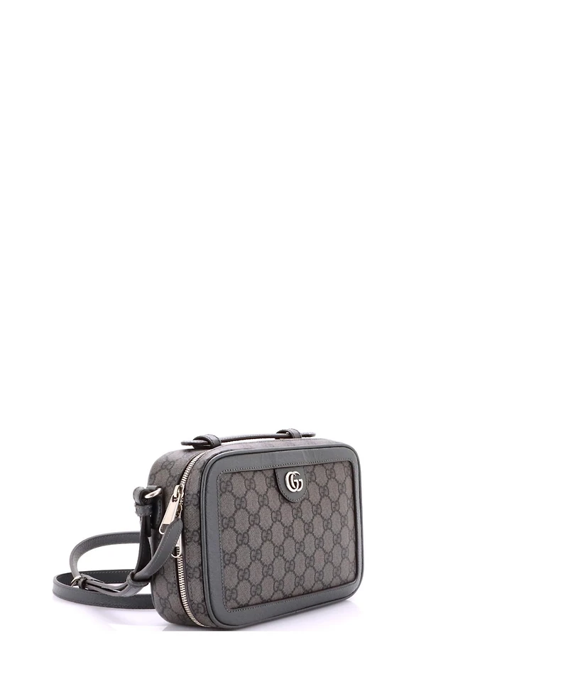 Pre-Owned Gucci Small Ophidia Zip Around Camera Crossbody Bag Gg Coated Canvas