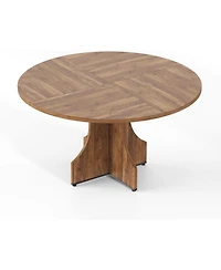 gaomon 47 in Farmhouse Round Dining Table for 4-6 People, Wooden Circle Kitchen Table, Rustic Circular Breakfast Nook Furniture for Apartment