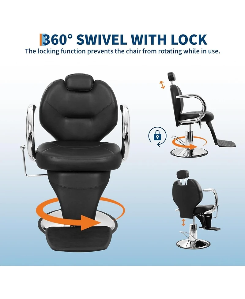 gaomon Barbers Chairs,360 Degree Rotating Shampoo Chair for Hair Stylist,Reclining Salon Chair with Heavy Duty Hydraulic Pump,Spa Beauty Equipment