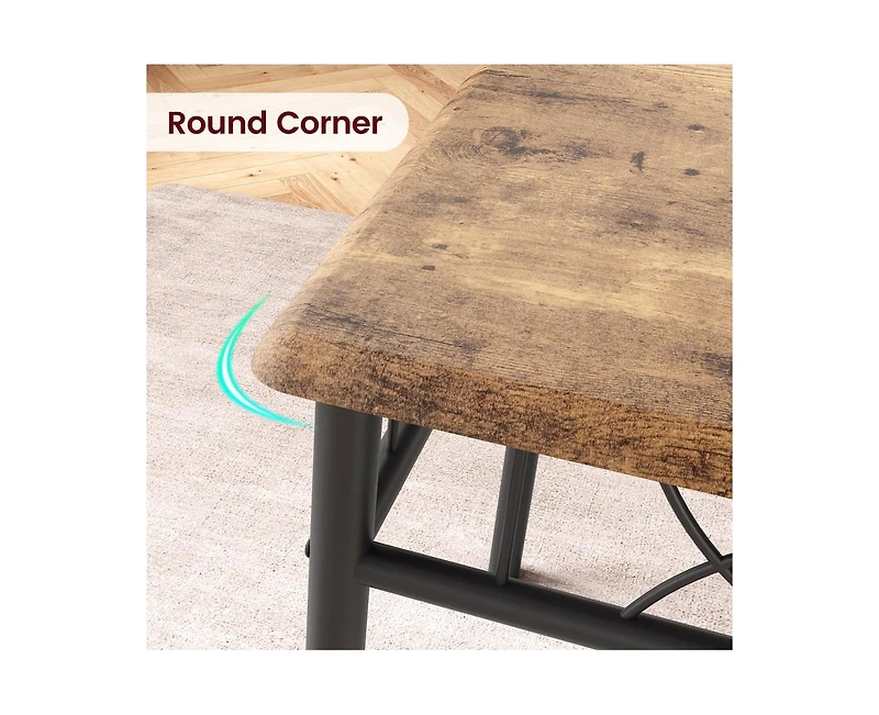 gaomon 3-Piece 2-Person Retro Square Dining Table Set