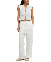 Free People Women's Day Dreamer V-Neck Cap-Sleeve Cotton Top