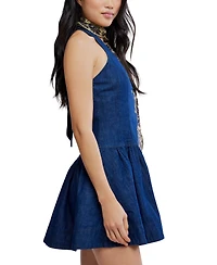 Free People Women's Clean Break V-Neck Denim Cotton Mini Dress