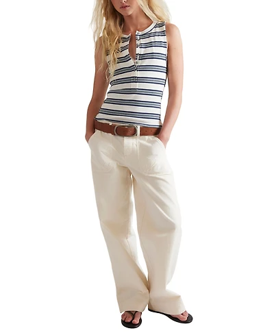 Free People Women's Jamie Crewneck Henley Striped Top