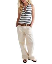 Free People Women's Jamie Crewneck Henley Striped Top