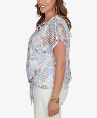 Hearts Of Palm Plus Printed Oval Texture Knit Top