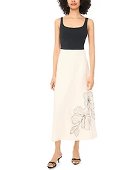 Vince Camuto Women's Printed Invisible Zipper Maxi Skirt