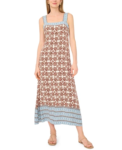 Vince Camuto Women's Square Neck Smocked Back Maxi Dress