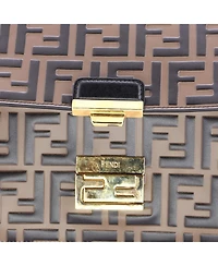 Pre-Owned Fendi Small Kan U Shoulder Bag Zucca Embossed Leather