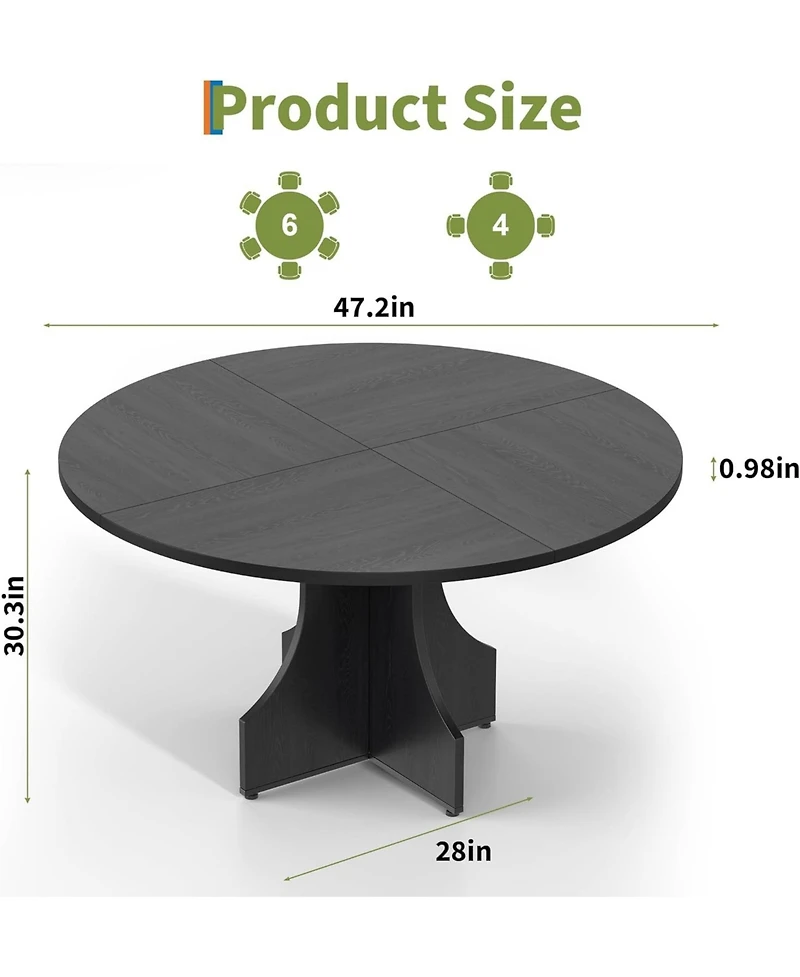 gaomon Farmhouse Round Dining Table for 4-6 People, Wooden Circle Kitchen Table, Circular Breakfast Nook Furniture for Apartment