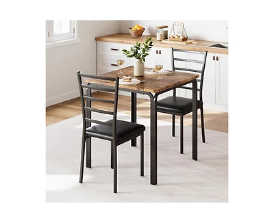 gaomon 3-Piece 2-Person Square Dining Set with Upholstered Chairs