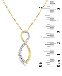 Diamond & Polished Bead Infinity Pendant Necklace (1/3 ct. t.w.) in 10k Gold, 16" + 2" extender