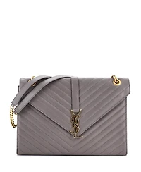 Pre-Owned Saint Laurent Large Classic Monogram Envelope Satchel Matelasse Chevron Leather