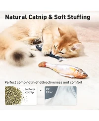 Aronkl 3 Pack Interactive Flopping Fish Cat Toys Tap-Activated Rechargeable Realistic 3 Flapping Modes Durable Plush