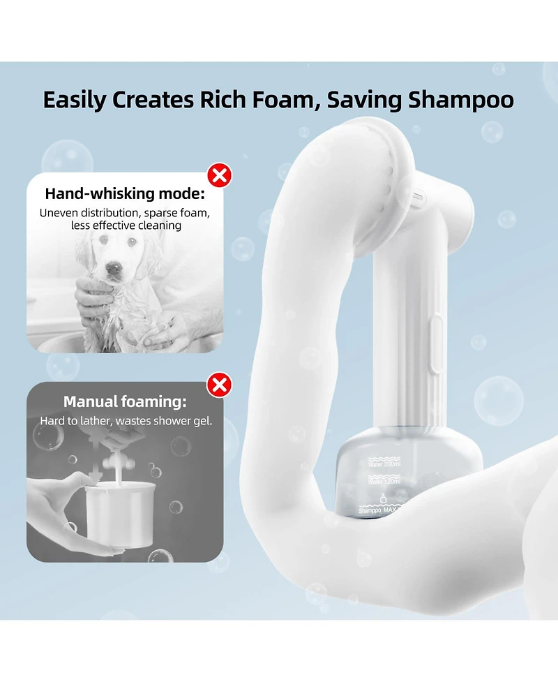 Aronkl Automatic Foaming Rechargeable Pet Bath Brush with Soft Silicone Bristles