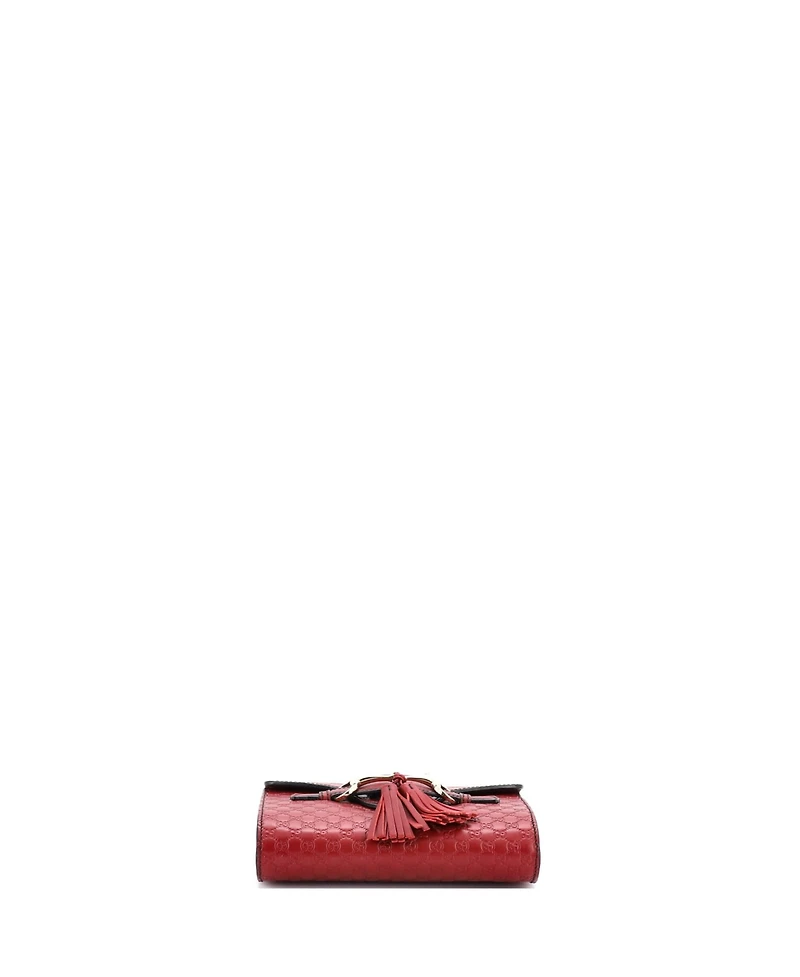 Pre-Owned Gucci Mini Emily Chain Flap Bag Microguccissima Leather