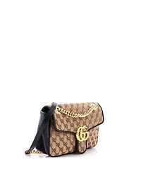 Pre-Owned Gucci Small Gg Marmont Flap Bag Diagonal Quilted Gg Canvas with Leather