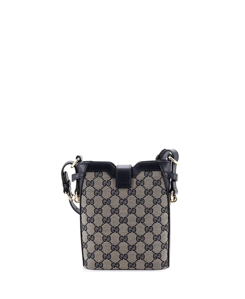 Pre-Owned Gucci Mini Bucket Bag Gg Canvas with Leather