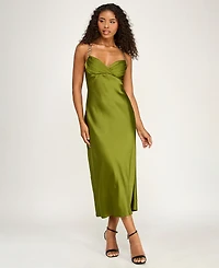 City Studios Juniors' V-Neck Pleated Midi Dress