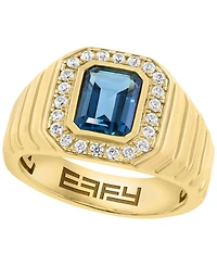 Effy Collection London Blue Topaz (3-1/2 ct. t.w.) and White Zircon (1-5/8 ct. t.w.) Ring in Gold Over Silver