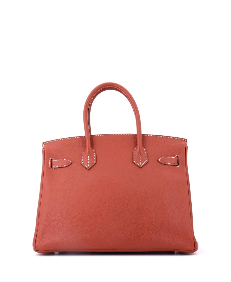 Pre-Owned HERMES Birkin 30 Handbag Orange Epsom with Palladium Hardware