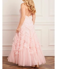 Needle & Thread Women's Elia Halter Neck Ruffle Tulle Maxi Gown