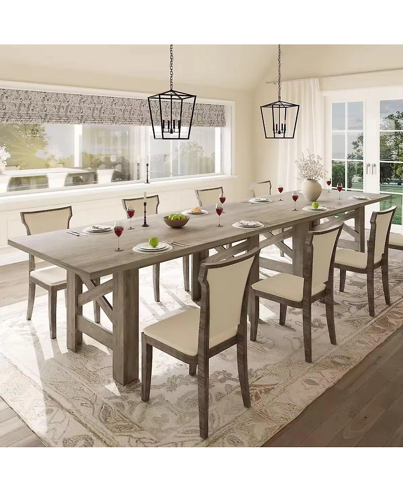 gaomon Wood Farmhouse Dining Table for 6-8, Heavy Duty Large Kitchen Table, Rectangular Dining Room Tables with Strong Legs, Thickness Tabletop