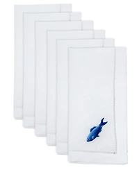 Saro Lifestyle Embroidered Fish Cotton Napkins, Set of 6
