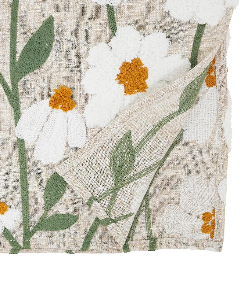 Saro Lifestyle Embroidered Linen Blend Floral Table Runner, 14" x 72"