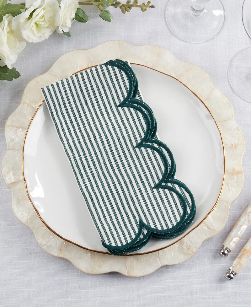 Saro Lifestyle Striped Cotton Decorative Napkins, Set of 4