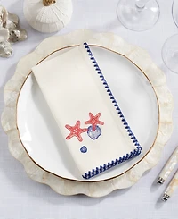 Saro Lifestyle Coastal Motif Cotton Decorative Napkins, Set of 4