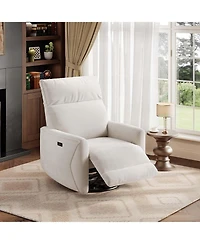 gaomon Power Recliner Chair Swivel Glider Faux Leather Upholstered Nursery Rocker Reclining Sofa Chair with Charging Port,Curved Armrests