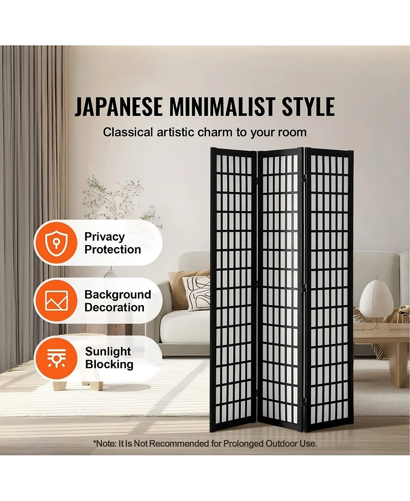 Gouun 3-Panel Japanese-Style Folding Room Divider