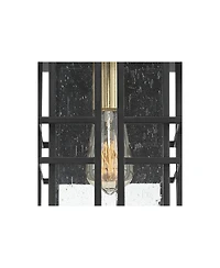 Possini Euro Design Arley Modern Outdoor Wall Light Fixture Black Geometric Frame Seedy Glass for Post Exterior Barn Deck House Porch Yard Patio