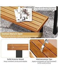 Gouun 48 in Acacia Wood Dining Bench Set of 2 with Metal Legs