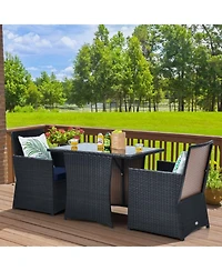 Gouun 3-Piece Rattan Bistro Set with Armchairs and Tucking Design
