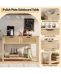 gaomon 43" Farmhouse Wooden Entryway Console Table with 2 Drawers and 2-Tier Storage