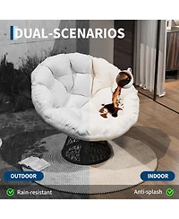 gaomon 36" Oversized Outdoor Papasan Chair with 360degree(s) Swivel and Ottoman, Thick Cushion for Backyard Porch Bedroom