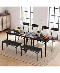 gaomon 4-Person Dining Set with Upholstered Bench and 2 Chairs