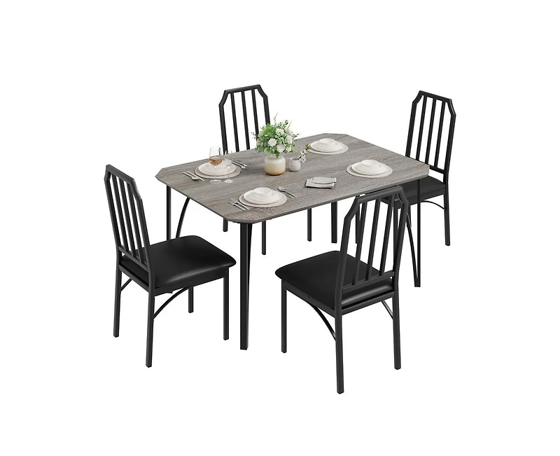 gaomon 5-Piece 4-Person Modern Dining Table Set with Pu Chairs