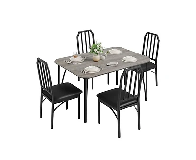 gaomon 5-Piece 4-Person Modern Dining Table Set with Pu Chairs