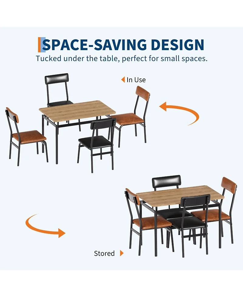 gaomon 5-Piece 4-Person Small Industrial Dining Table Set