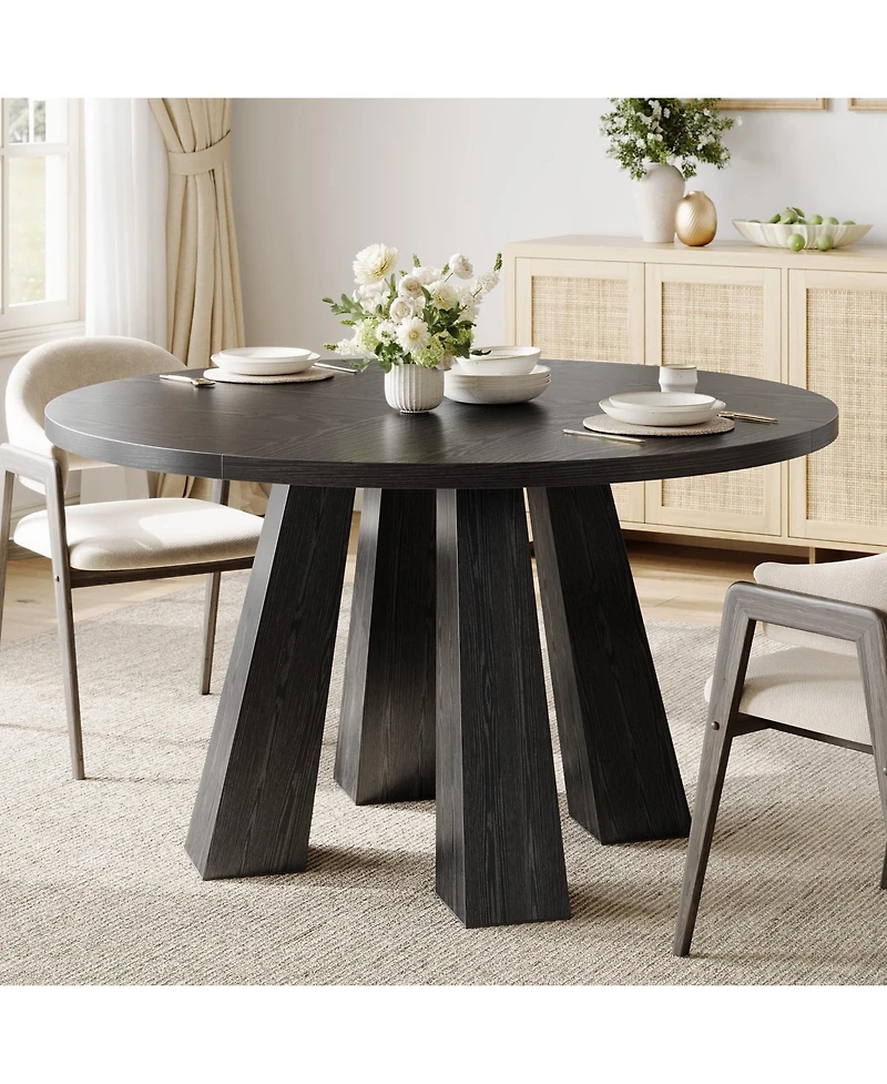 gaomon 4-Person Round Farmhouse Dining Table with Pedestal
