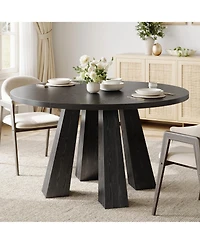 gaomon 4-Person Round Farmhouse Dining Table with Pedestal
