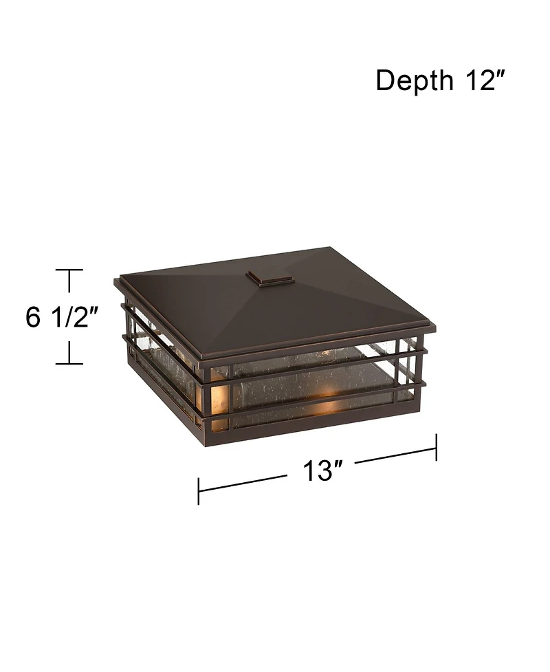 Kathy Ireland Sierra Craftsman High Farmhouse Rustic Outdoor Pier Mount Light Fixture Porch Weatherproof