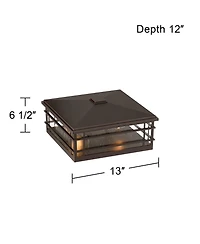 Kathy Ireland Sierra Craftsman High Farmhouse Rustic Outdoor Pier Mount Light Fixture Porch Weatherproof