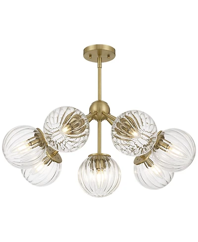 Possini Euro Design Halloran Brass Fluted Glass 8-Light Pendant Light