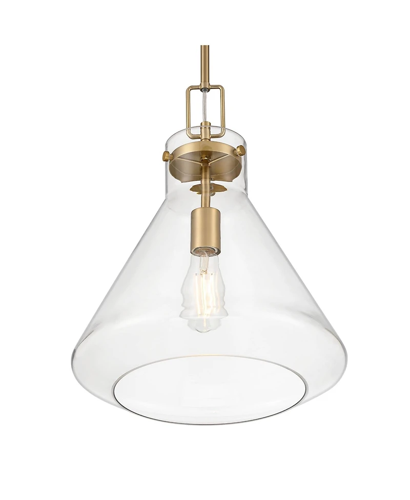 Possini Euro Design Tanit Wide Aged Brass and Glass Pendant Light