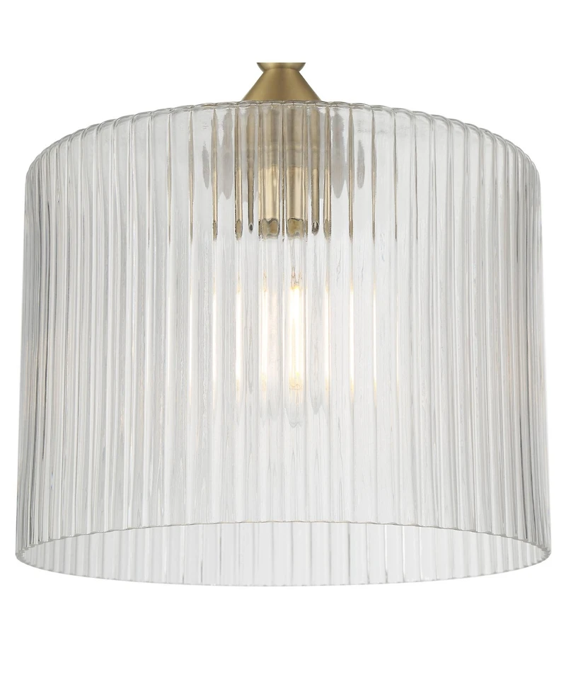 Possini Euro Design Krakow Wide Satin Brass Fluted Glass Ceiling Light