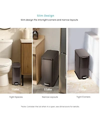 Home Zone Living 8 Gallon and 3 Gallon Slim Stainless Steel Trash Can Combo Set with Step Pedals and Soft Close Lids