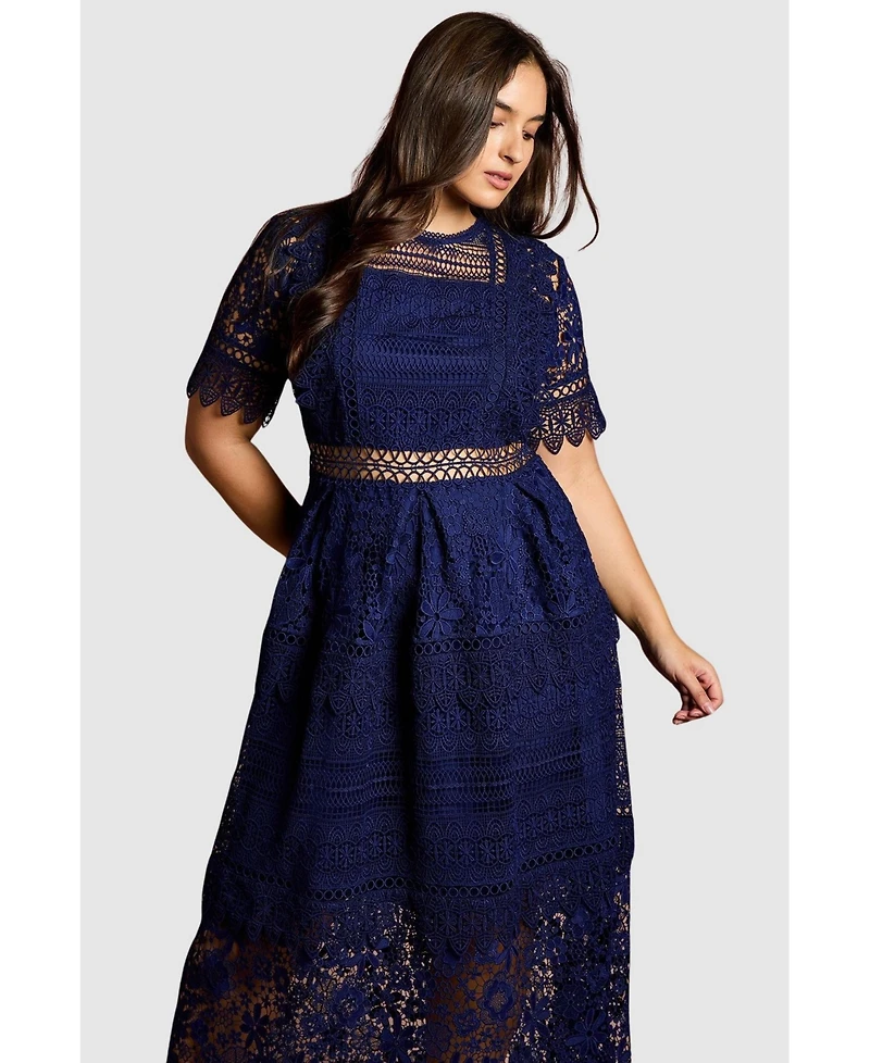 Coast Women's Short Sleeve Lace Midi Dress